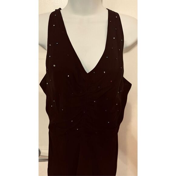 Ann Taylor Beautiful Black Silk Multicolor Rhinestone Dress Size 10 - Picture 3 of 12